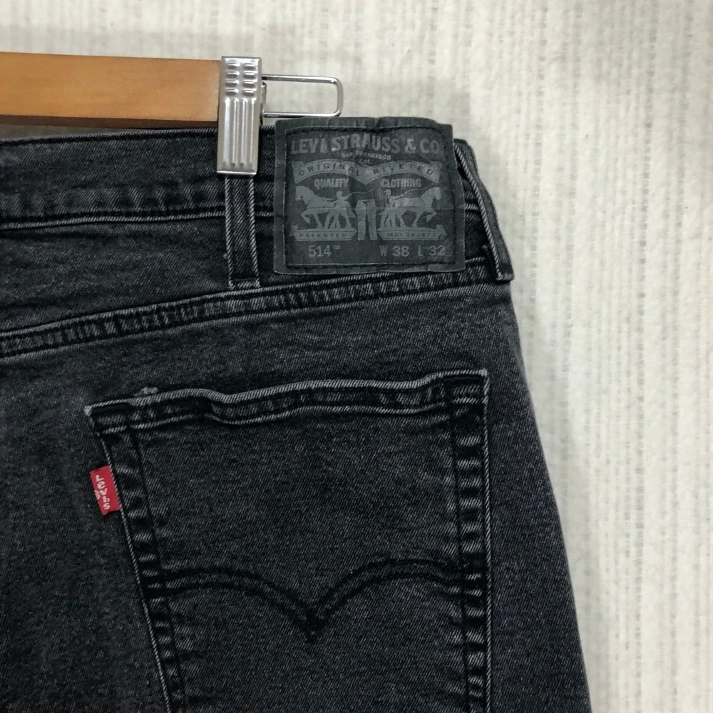 Levis 514 Straight Fit Jeans‎ Mens 38x32 Faded Black Denim Pants